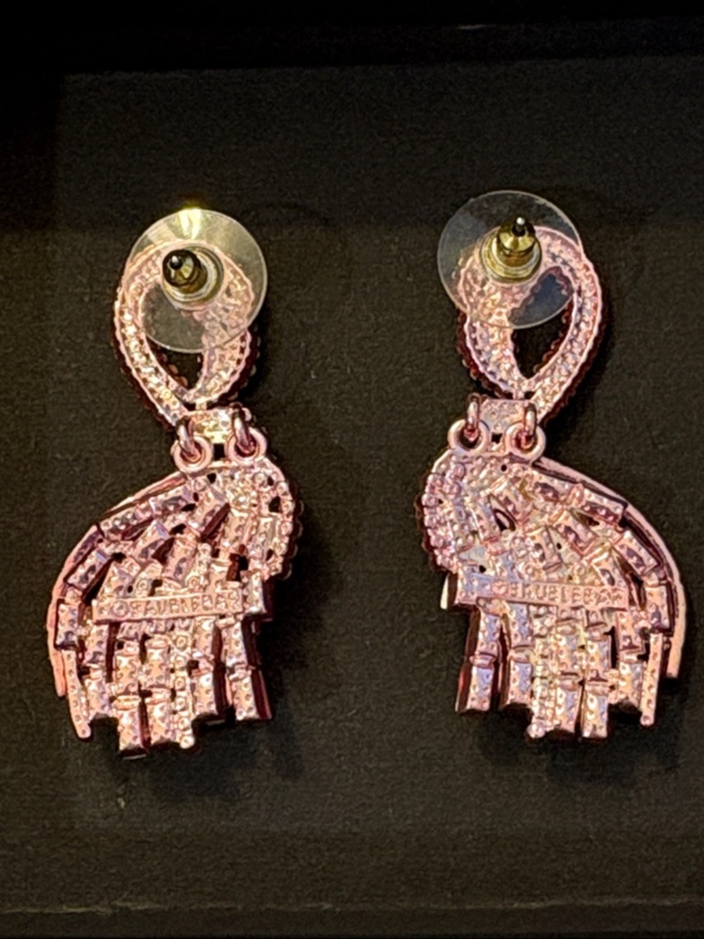BaubleBar Pink Crystal Flamingo Drop Earrings with Aqua Accents - Picture 4 of 5